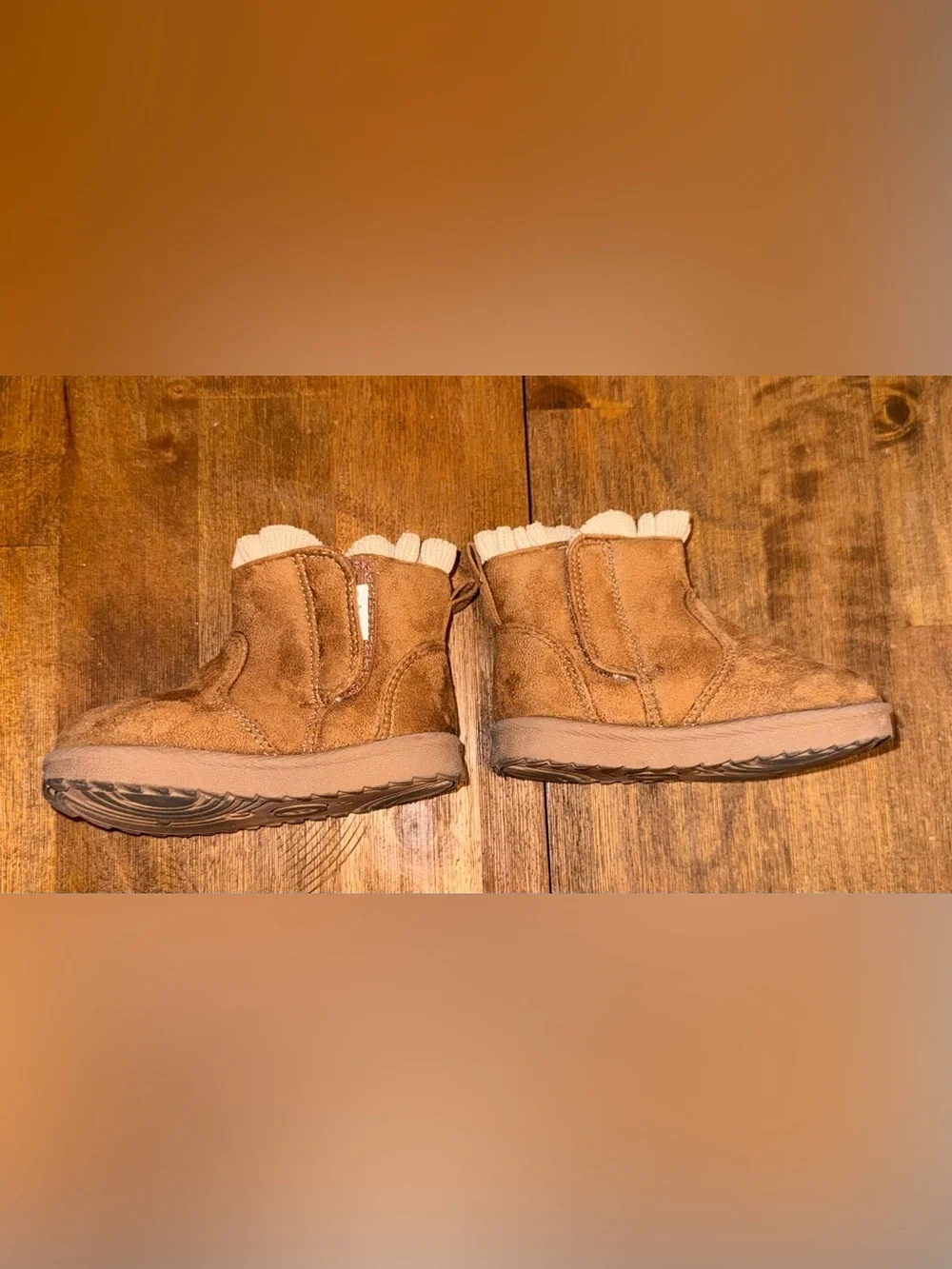 Kids Tan Suede Fleece-Lined Boots